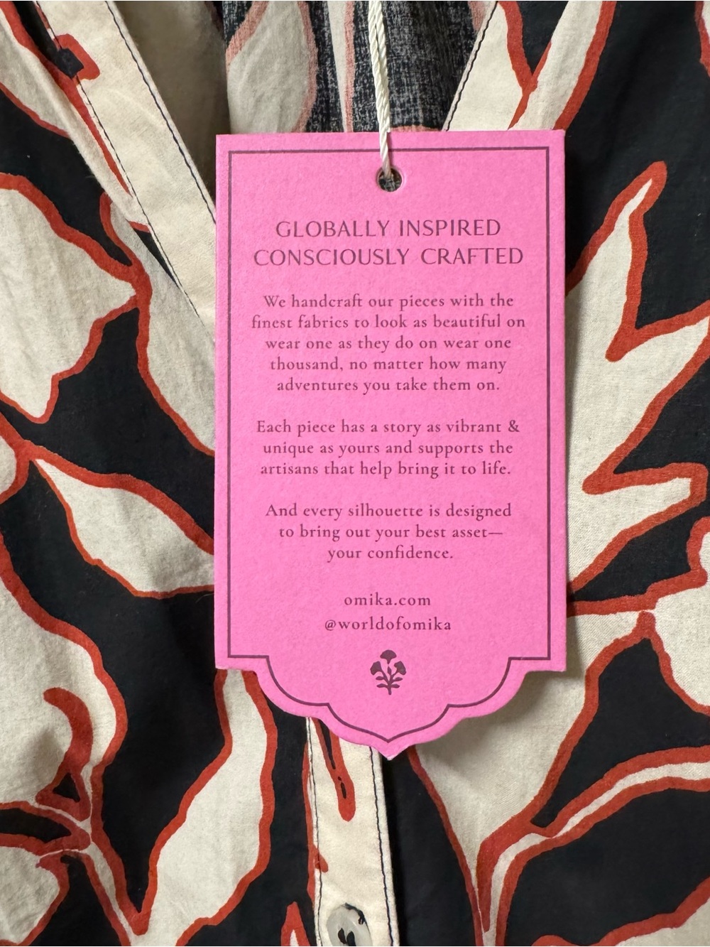 Omika Emerson Black, Coral, & Cream Floral Tie-Waist Midi Dress Bianca Cliff XS - Picture 9 of 11